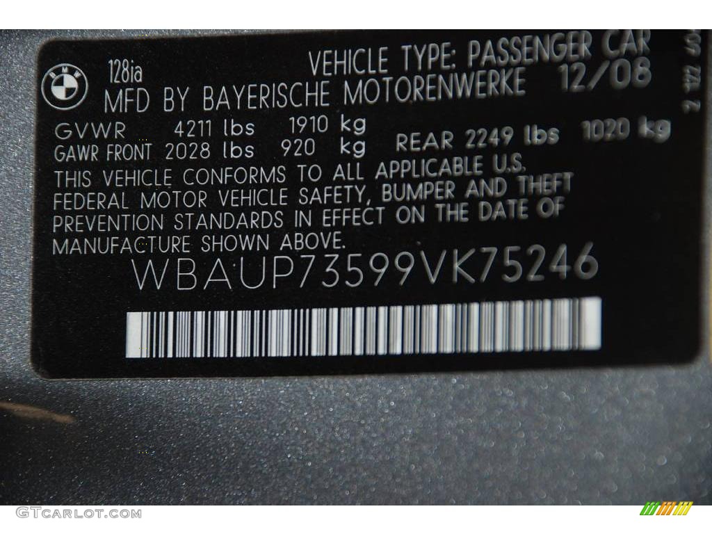 2009 1 Series 128i Coupe - Space Grey Metallic / Grey Boston Leather photo #9