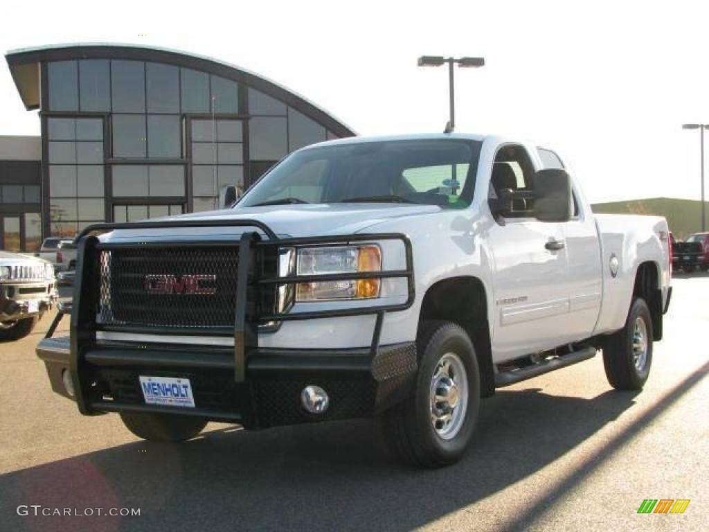 2008 Sierra 2500HD SLE Extended Cab 4x4 - Summit White / Ebony photo #2