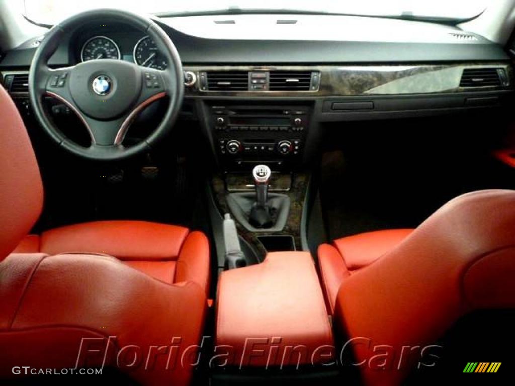2007 3 Series 335i Coupe - Space Gray Metallic / Coral Red/Black photo #15