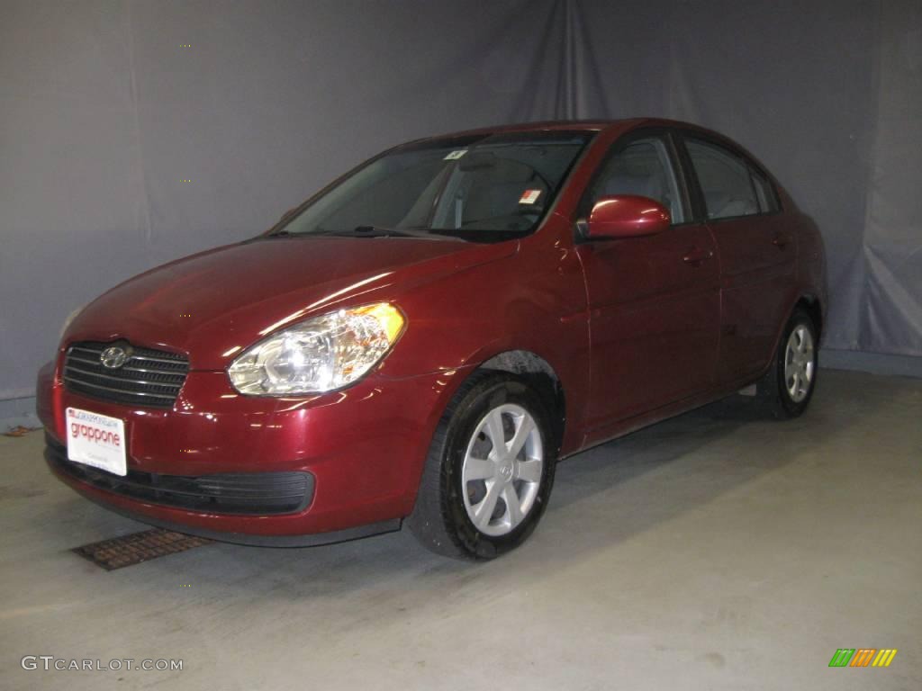 2006 Accent GLS Sedan - Wine Red / Gray photo #1