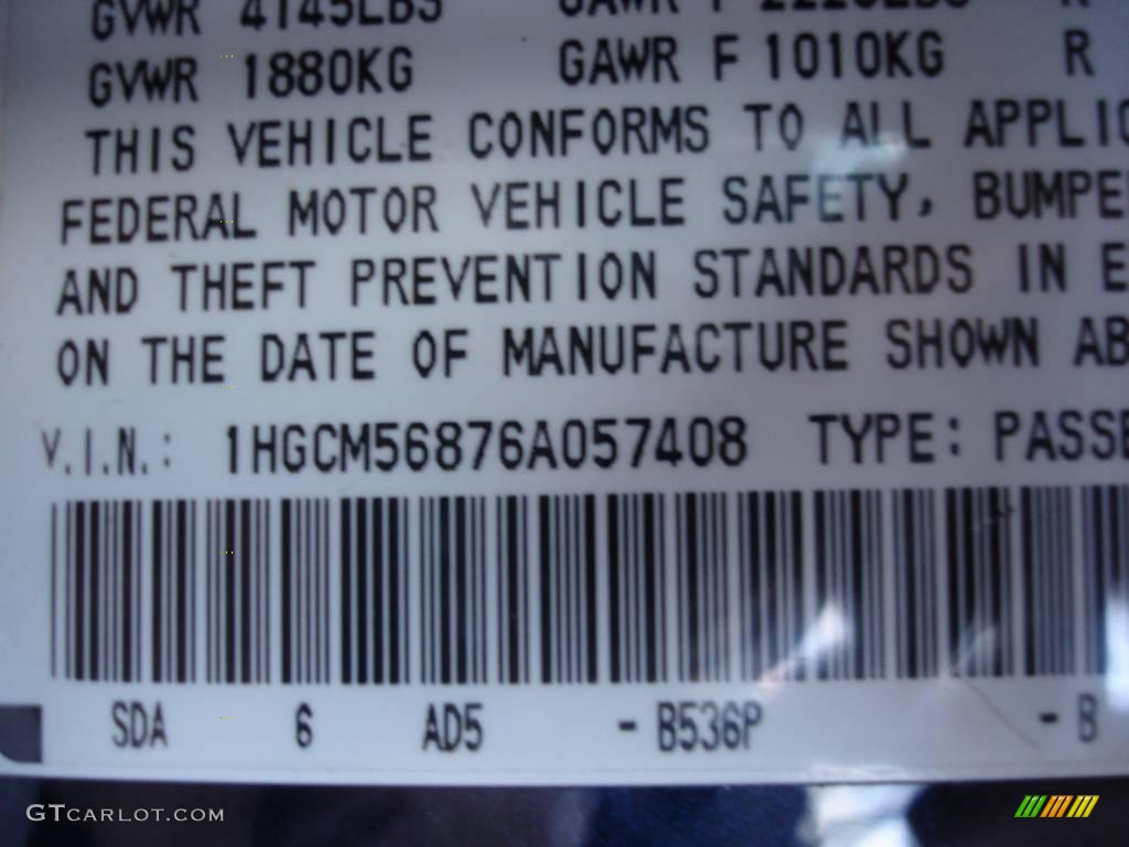 2006 Accord EX-L Sedan - Royal Blue Pearl / Gray photo #15