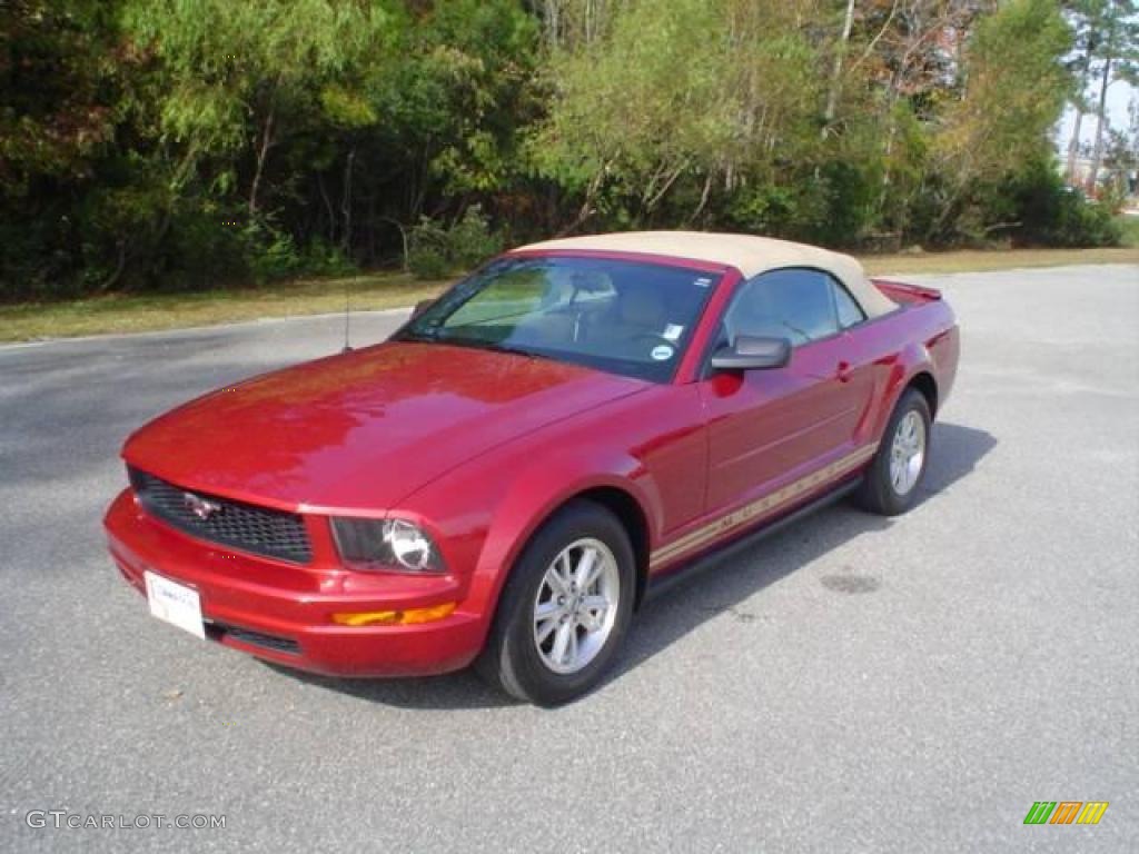 2007 Mustang V6 Deluxe Convertible - Redfire Metallic / Medium Parchment photo #1