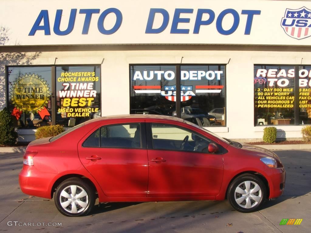 2008 Yaris S Sedan - Barcelona Red Pearl / Dark Charcoal photo #1