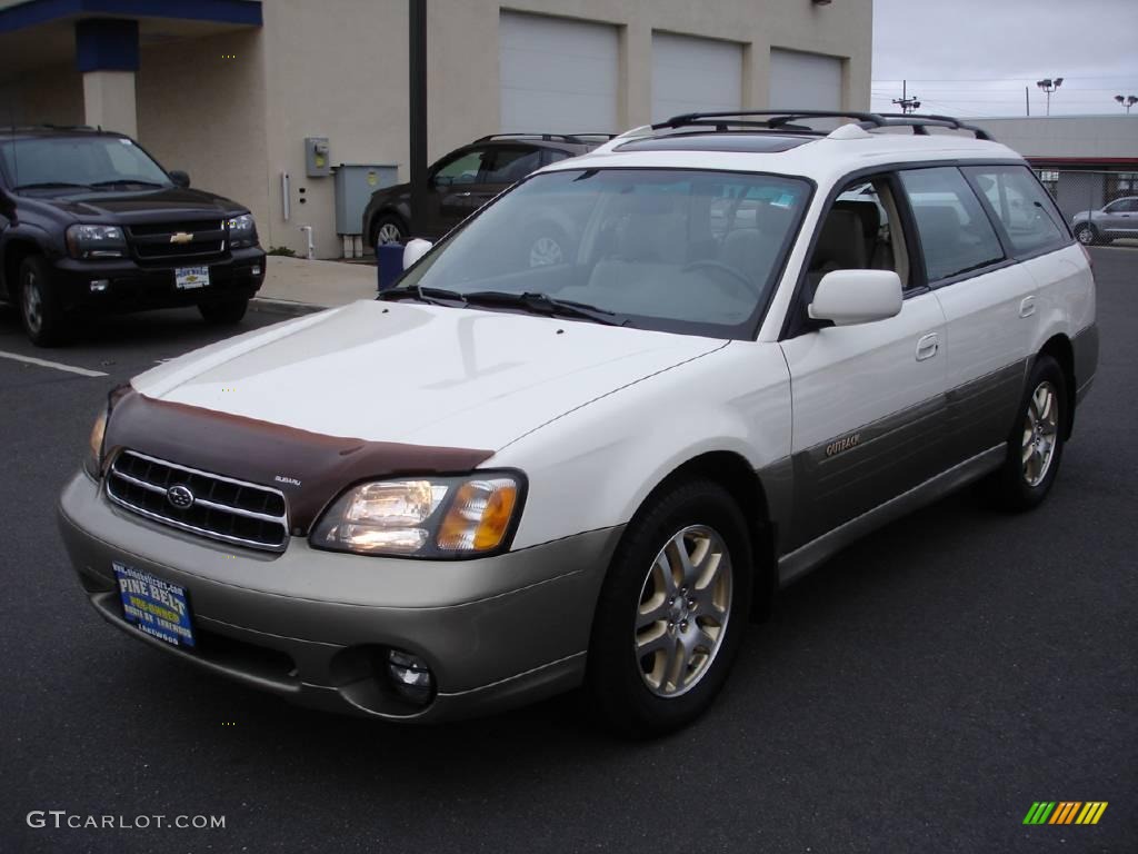 2001 Outback Limited Wagon - White Frost Pearl / Beige photo #1