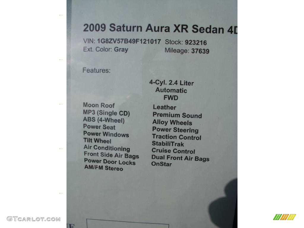 2009 Aura XR - Techno Gray / Gray photo #5