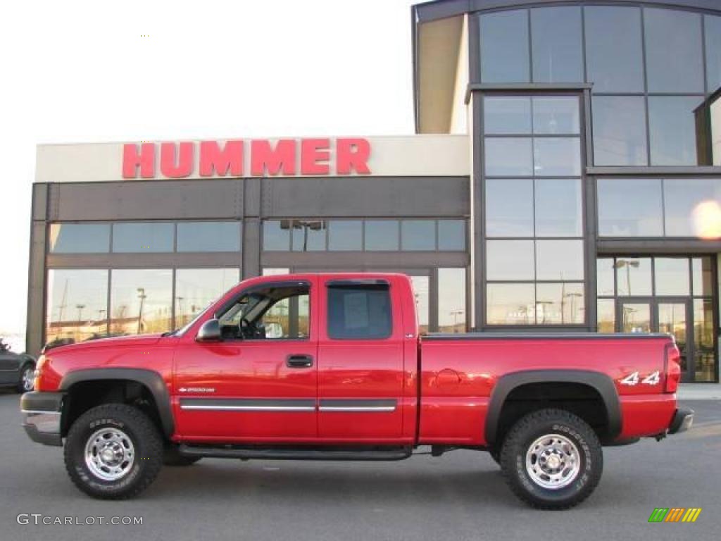 2003 Silverado 2500HD LS Extended Cab 4x4 - Victory Red / Dark Charcoal photo #1