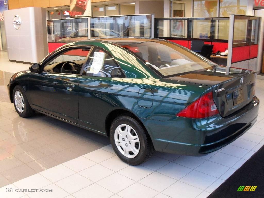 2002 Civic LX Coupe - Clover Green Metallic / Beige photo #2