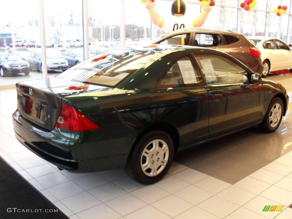 2002 Civic LX Coupe - Clover Green Metallic / Beige photo #3