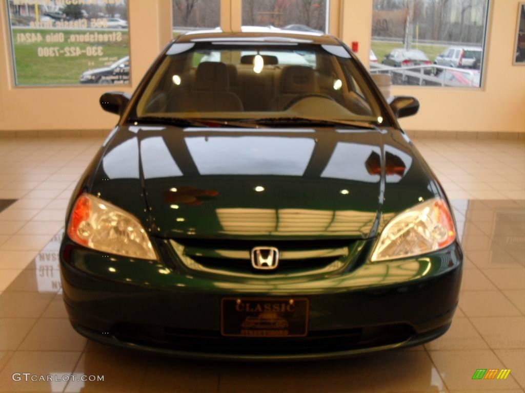 2002 Civic LX Coupe - Clover Green Metallic / Beige photo #5