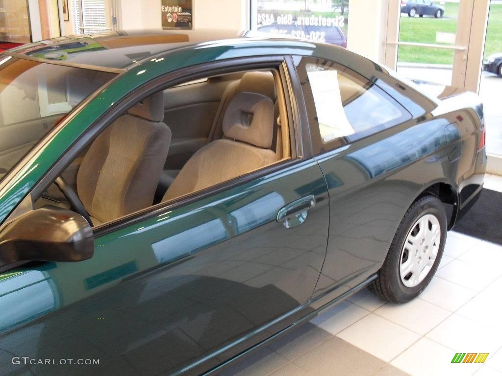 2002 Civic LX Coupe - Clover Green Metallic / Beige photo #8