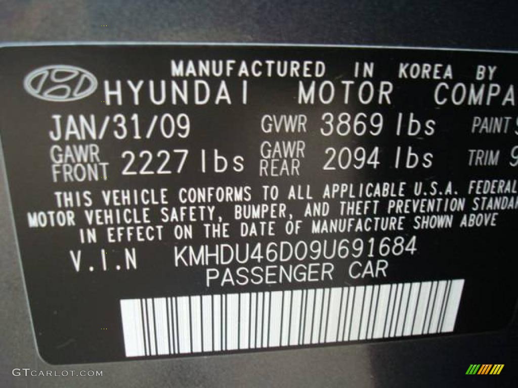 2009 Elantra SE Sedan - Carbon Gray / Gray photo #25