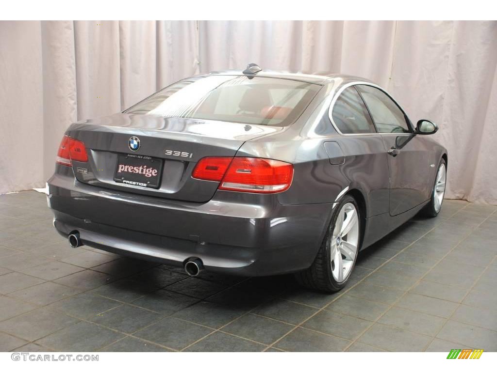 2008 3 Series 335i Coupe - Sparkling Graphite Metallic / Coral Red/Black photo #2
