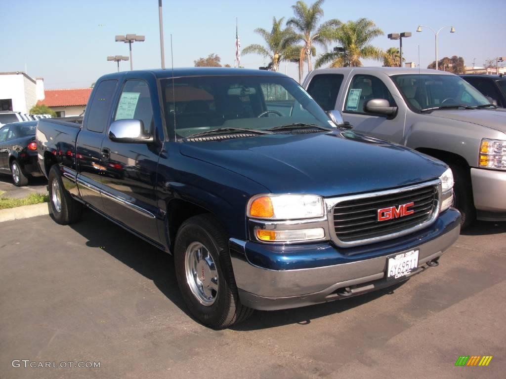 2002 Sierra 1500 SLE Extended Cab - Indigo Blue Metallic / Graphite photo #1