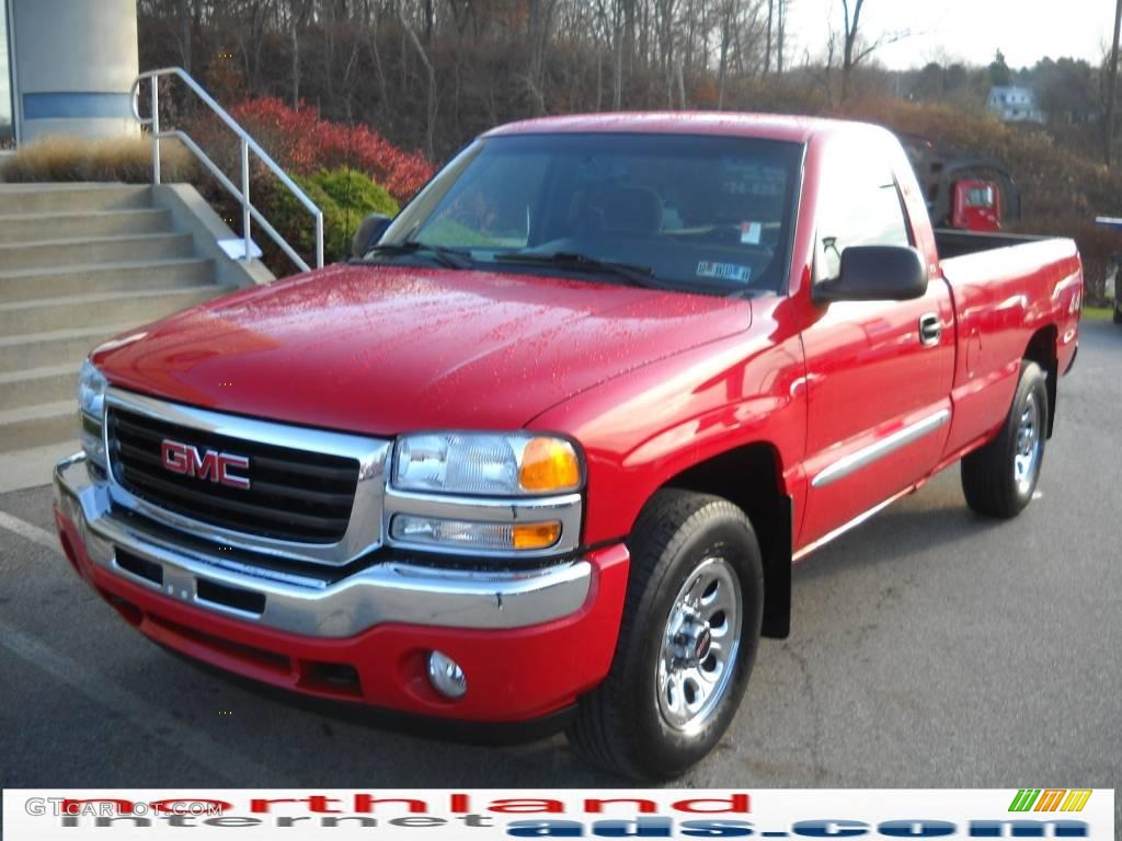 2006 Sierra 1500 SLE Regular Cab 4x4 - Fire Red / Dark Pewter photo #2