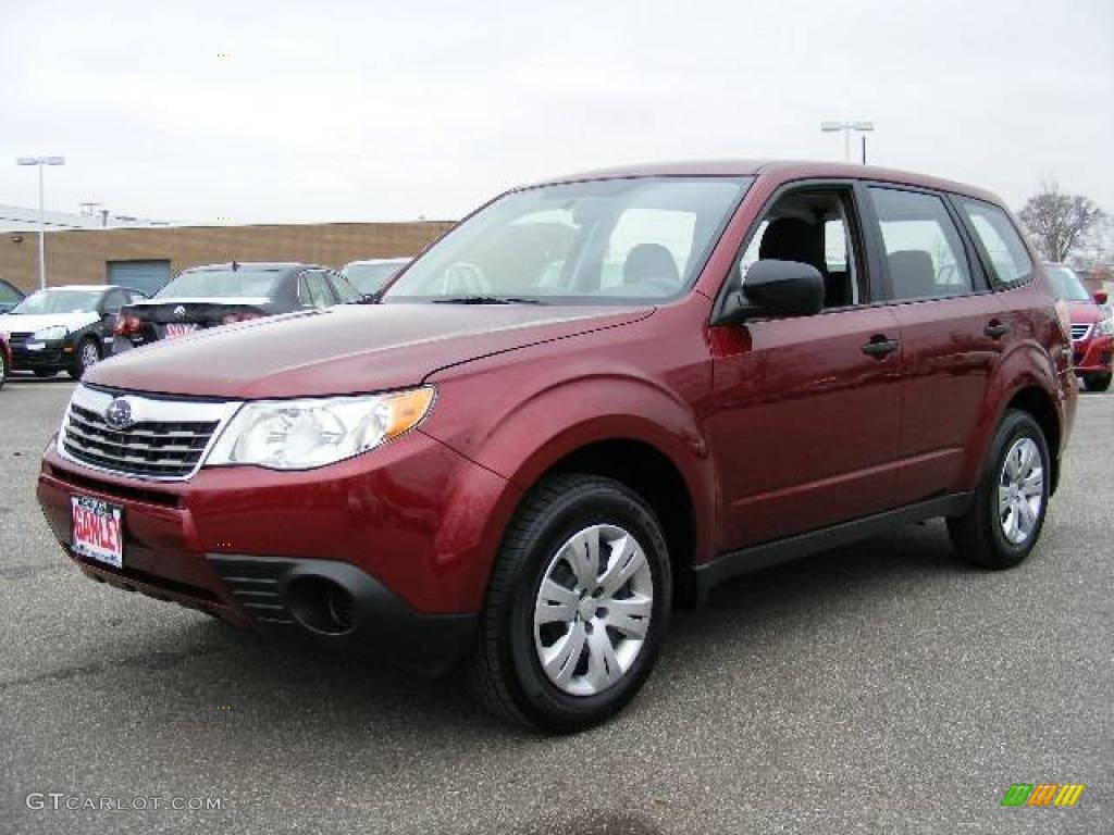 2009 Forester 2.5 X - Camellia Red Pearl / Black photo #1