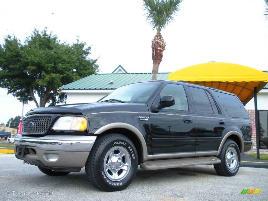 2001 Expedition Eddie Bauer - Black Clearcoat / Medium Parchment photo #1