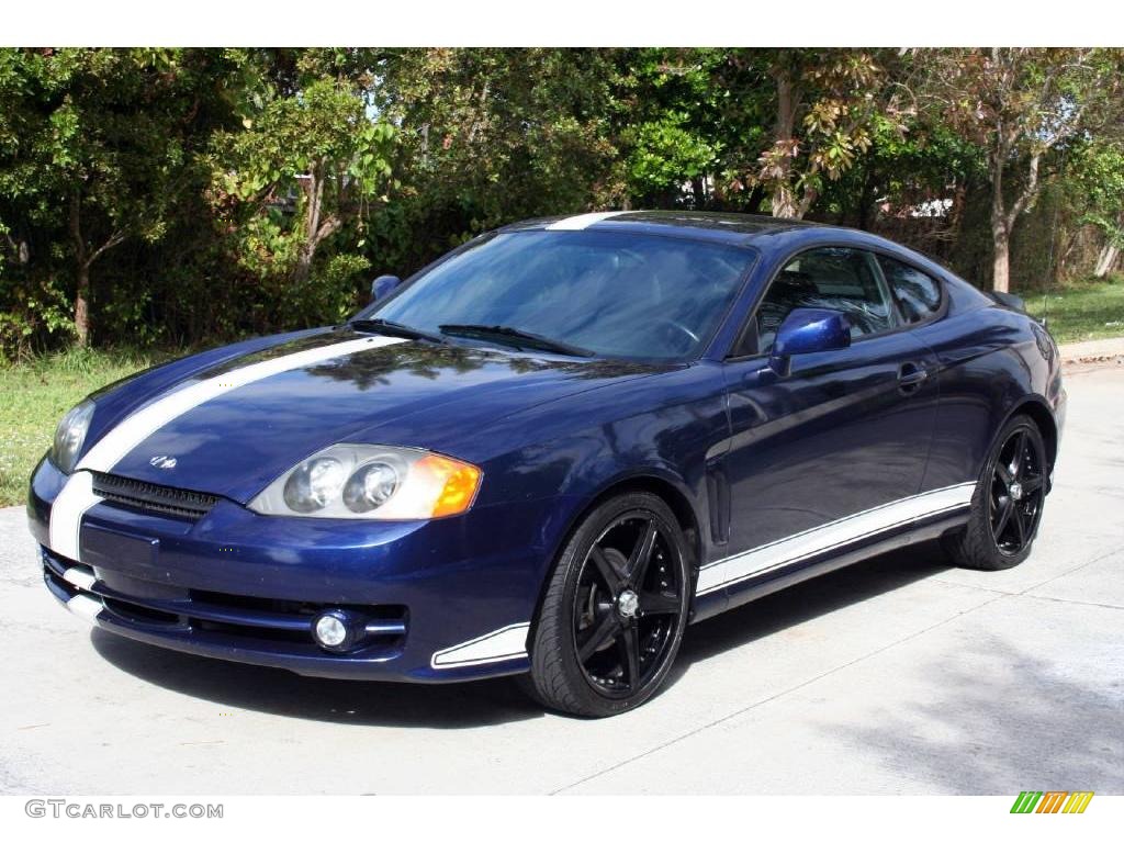 2003 Tiburon GT V6 - Carbon Blue / Black photo #1