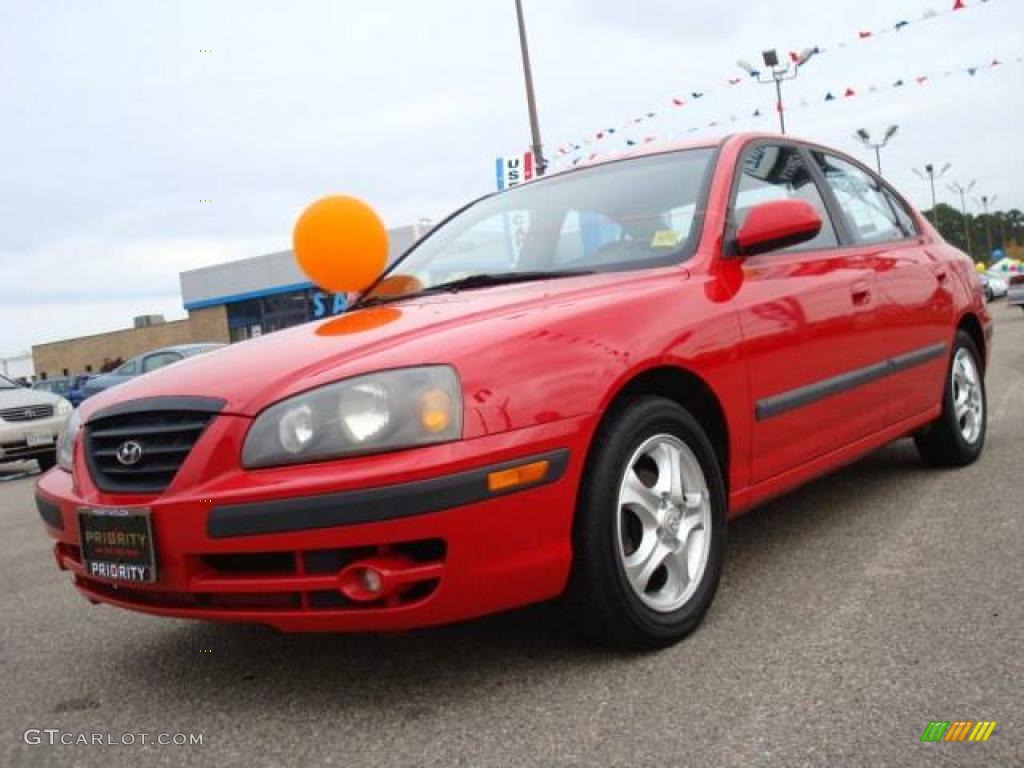 2004 Elantra GT Sedan - Rally Red / Dark Gray photo #1