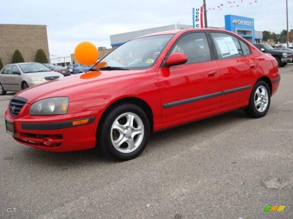 2004 Elantra GT Sedan - Rally Red / Dark Gray photo #2
