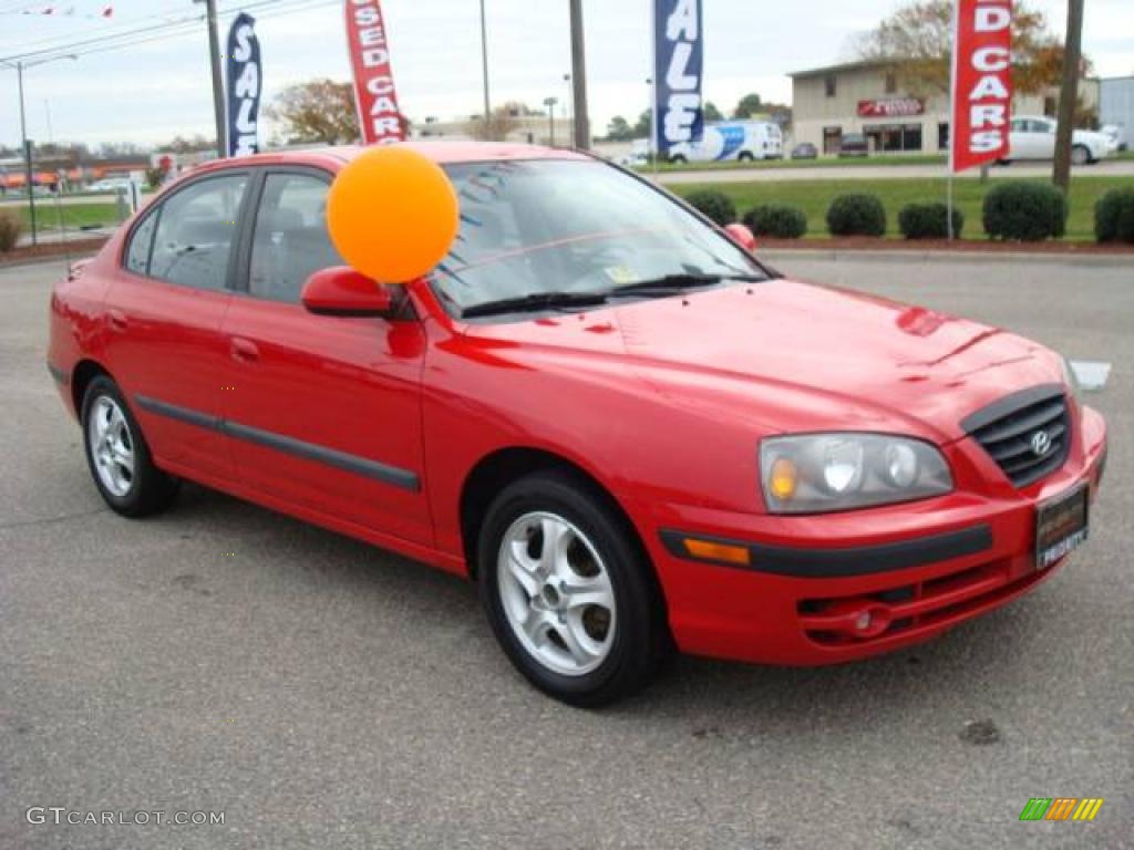 2004 Elantra GT Sedan - Rally Red / Dark Gray photo #8