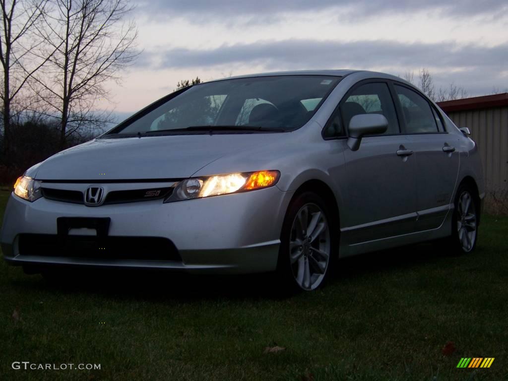 2007 Civic Si Sedan - Alabaster Silver Metallic / Black photo #1