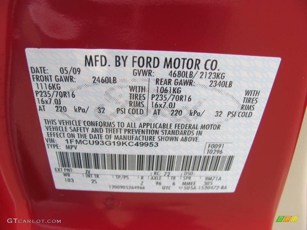 2009 Escape XLT V6 4WD - Sangria Red Metallic / Stone photo #14