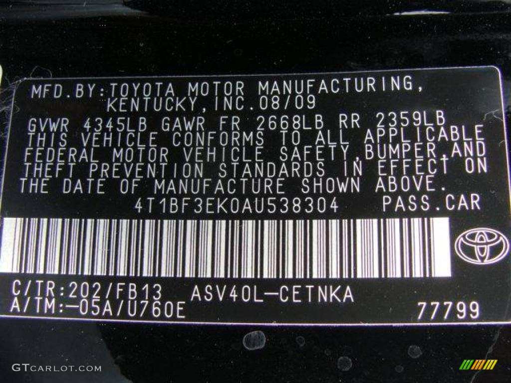 2010 Camry LE - Black / Ash Gray photo #15