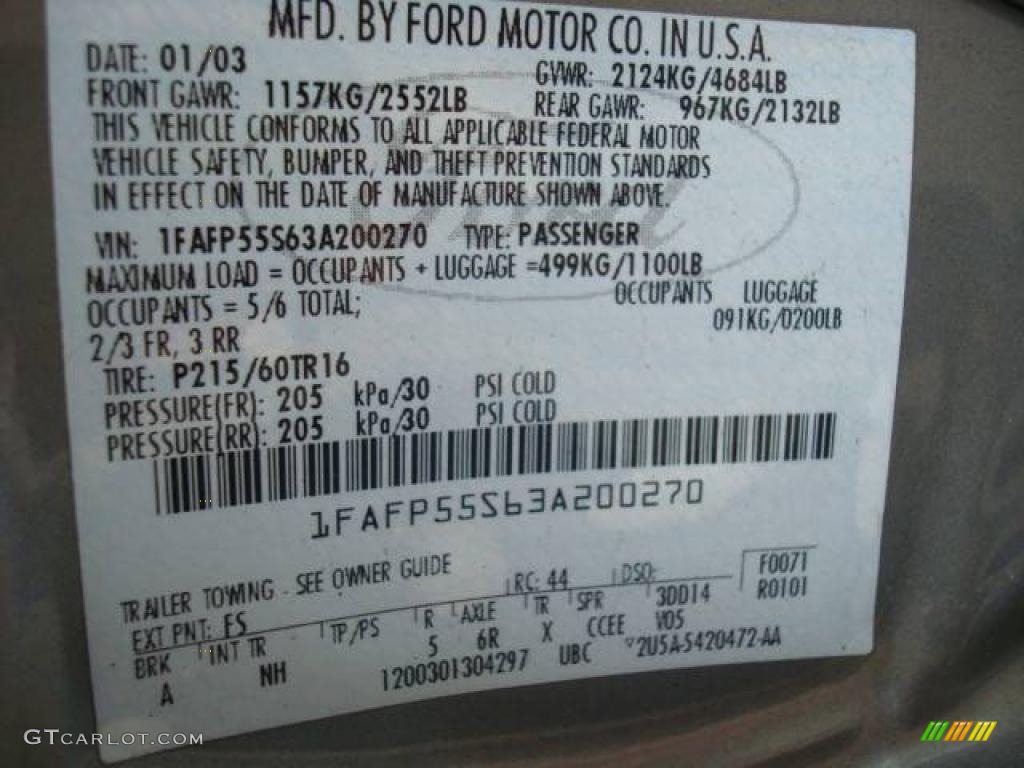 2003 Taurus Color Code FS for Spruce Green Metallic Photo #22166364