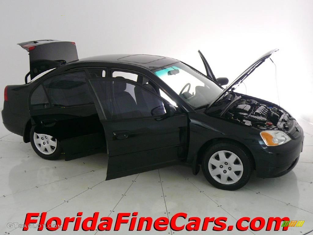 2001 Civic EX Sedan - Nighthawk Black Pearl / Gray photo #7