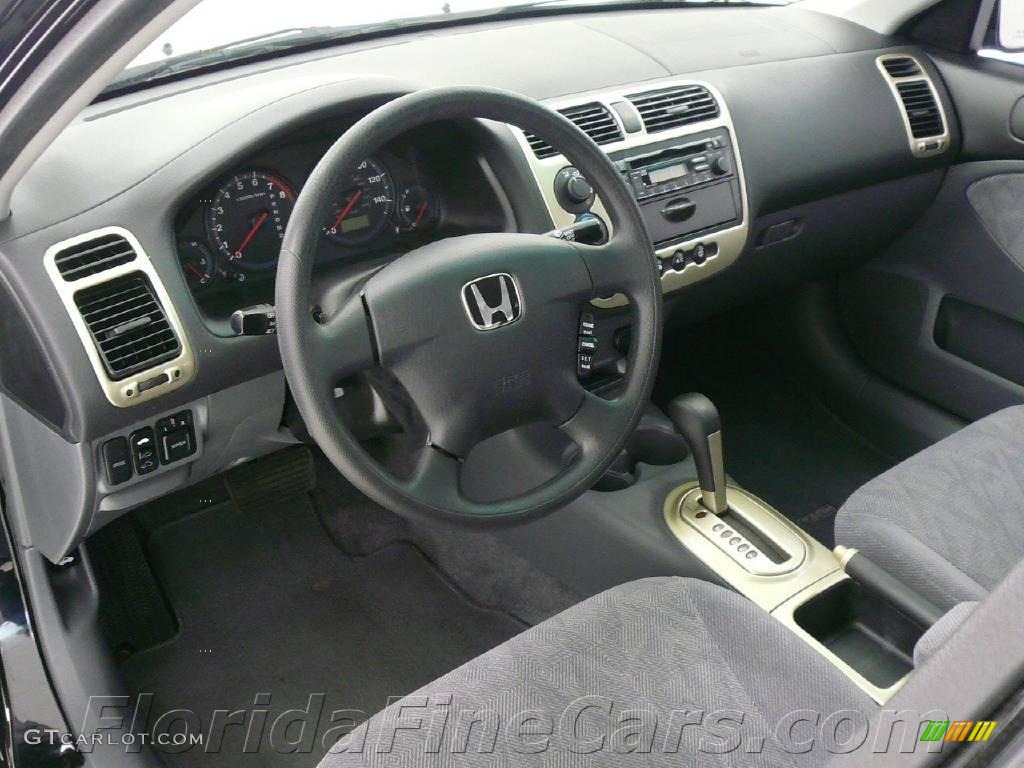 2001 Civic EX Sedan - Nighthawk Black Pearl / Gray photo #12
