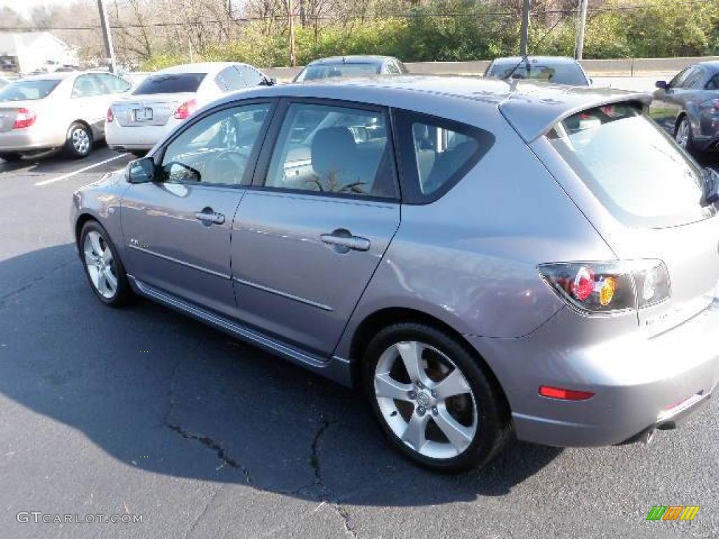 2004 MAZDA3 s Hatchback - Titanium Gray Metallic / Black/Red photo #2