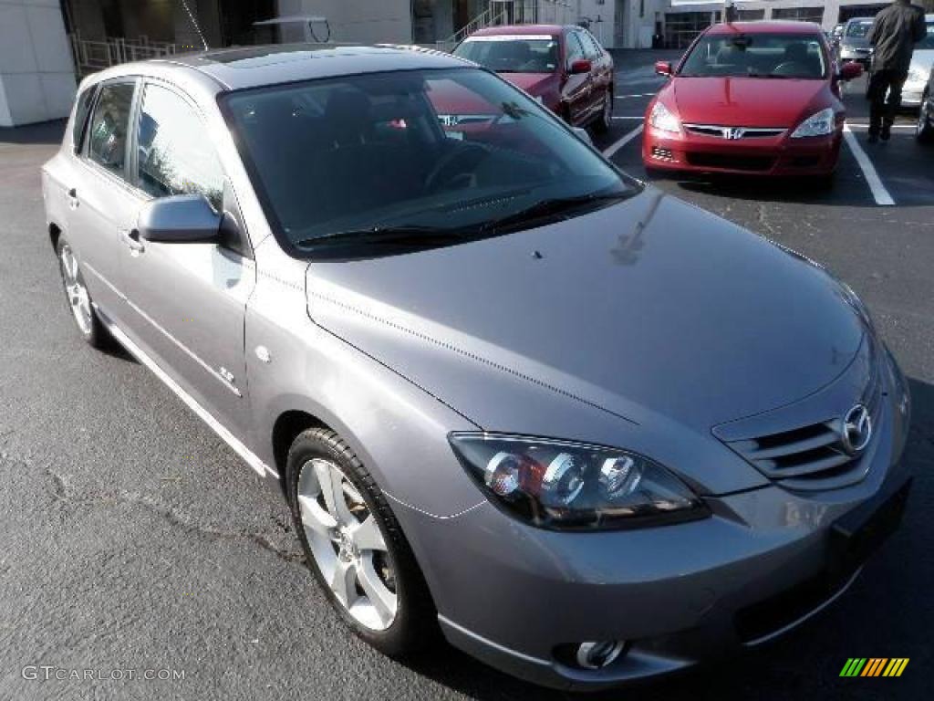 2004 MAZDA3 s Hatchback - Titanium Gray Metallic / Black/Red photo #6