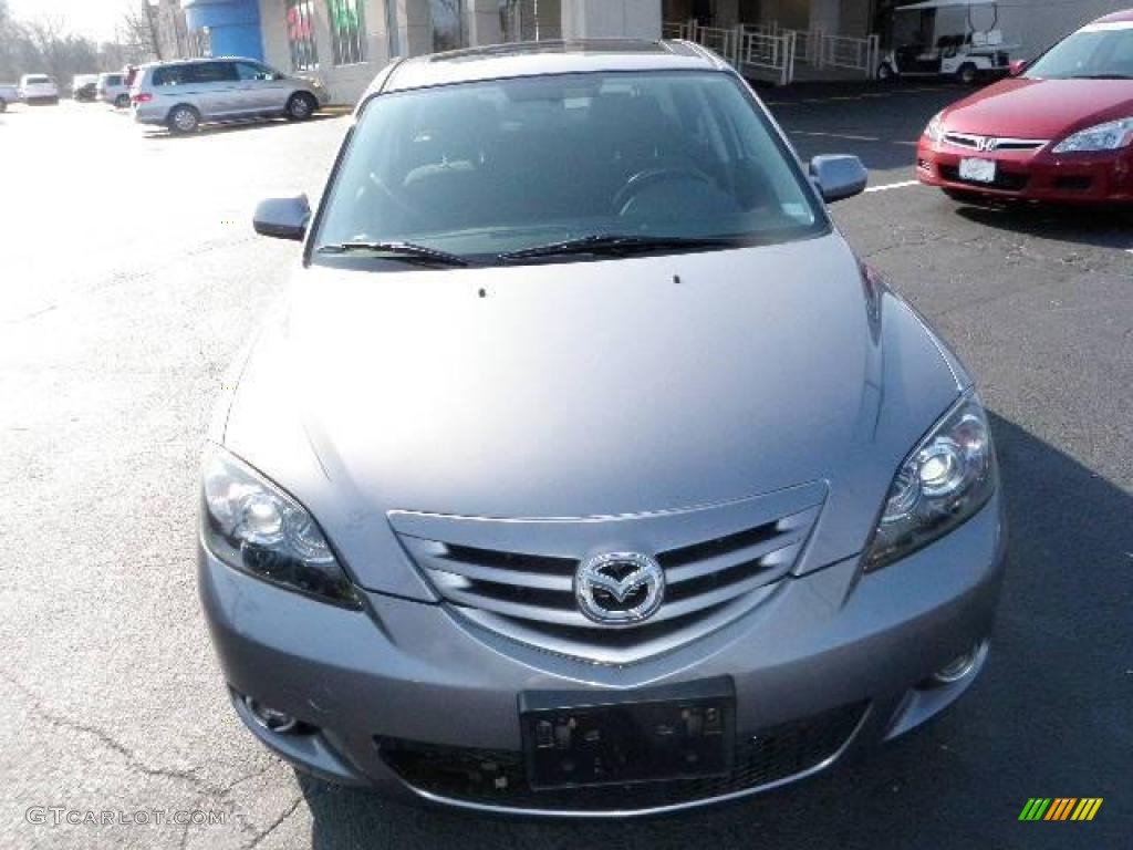 2004 MAZDA3 s Hatchback - Titanium Gray Metallic / Black/Red photo #7