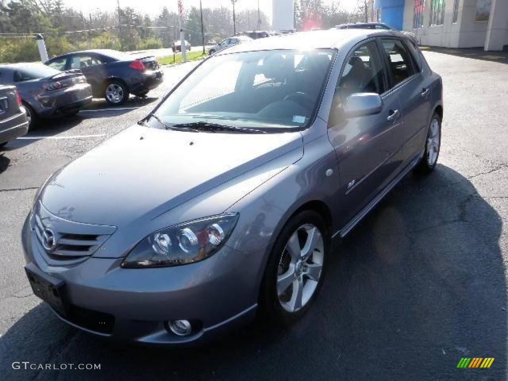 2004 MAZDA3 s Hatchback - Titanium Gray Metallic / Black/Red photo #8