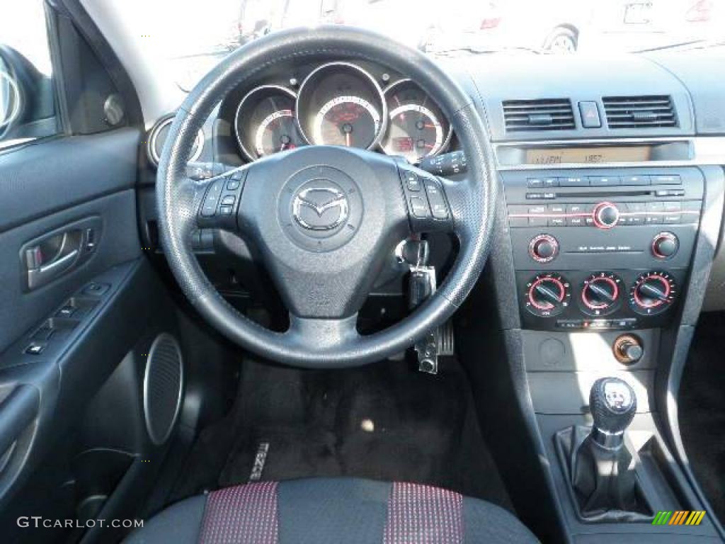 2004 MAZDA3 s Hatchback - Titanium Gray Metallic / Black/Red photo #12