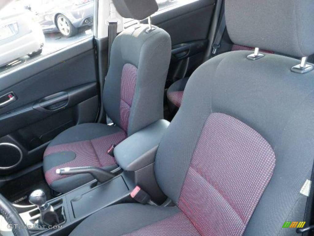 2004 MAZDA3 s Hatchback - Titanium Gray Metallic / Black/Red photo #16