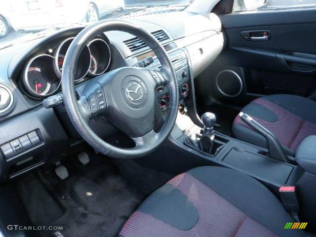 2004 MAZDA3 s Hatchback - Titanium Gray Metallic / Black/Red photo #17