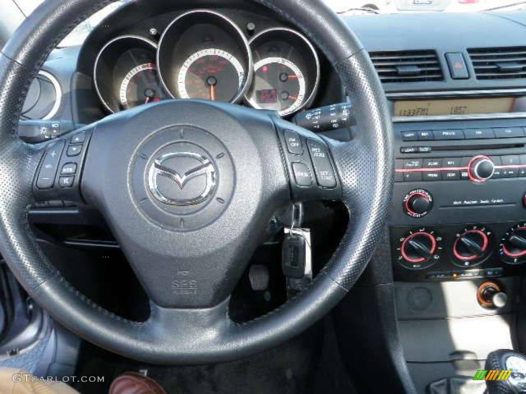 2004 MAZDA3 s Hatchback - Titanium Gray Metallic / Black/Red photo #20