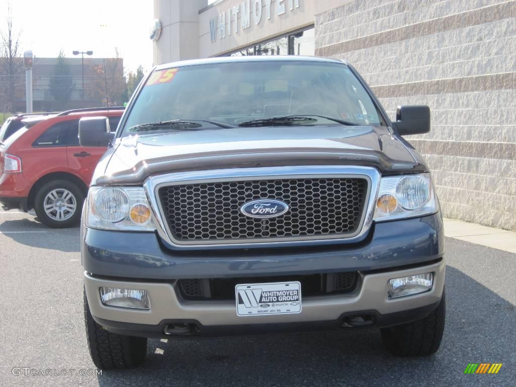 2005 F150 Lariat SuperCab 4x4 - Medium Wedgewood Blue Metallic / Tan photo #2