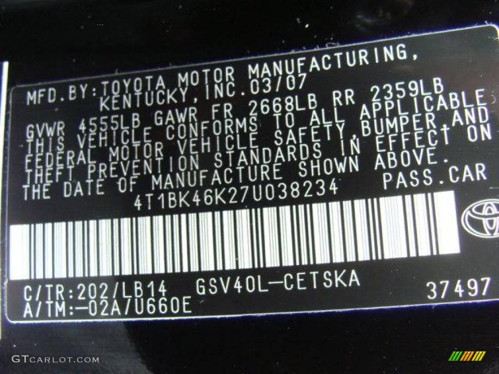 2007 Camry SE V6 - Black / Ash photo #15