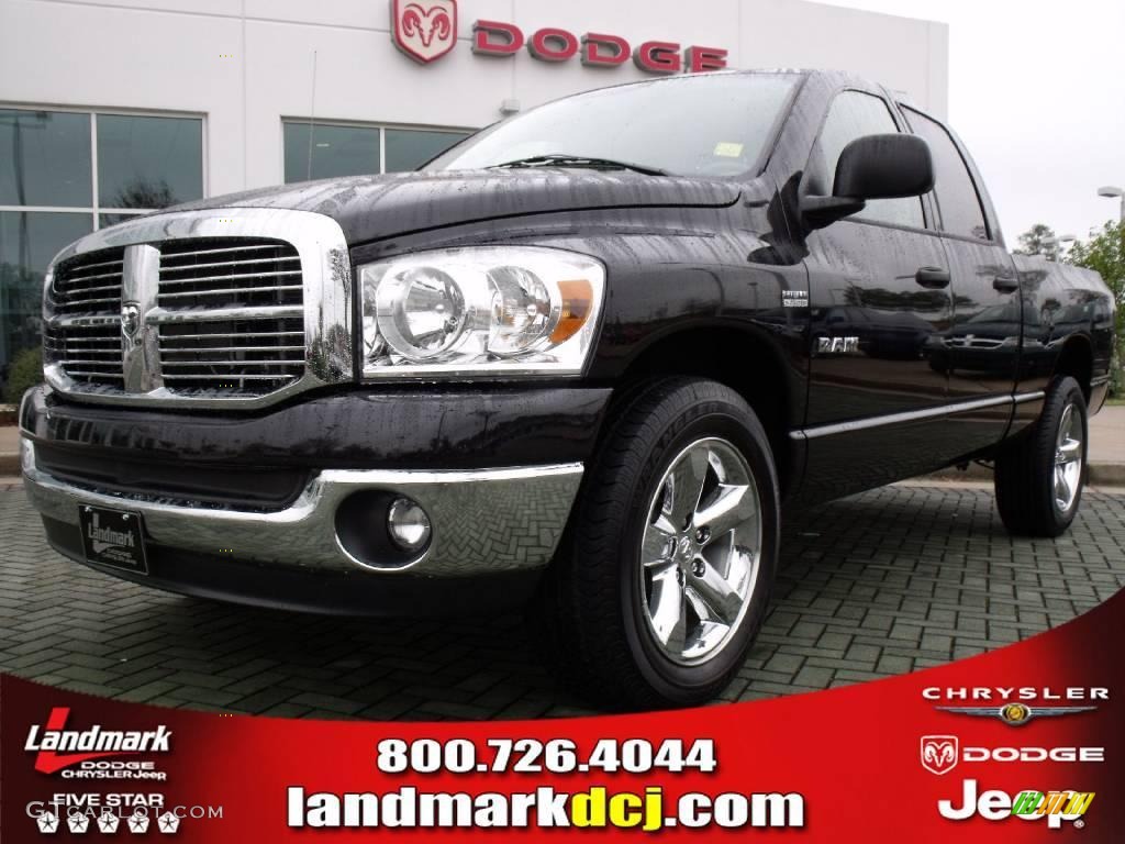 2008 Ram 1500 Big Horn Edition Quad Cab - Brilliant Black Crystal Pearl / Medium Slate Gray photo #1