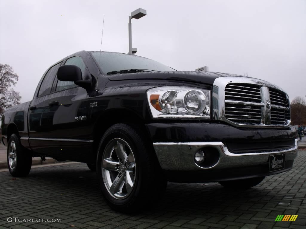 2008 Ram 1500 Big Horn Edition Quad Cab - Brilliant Black Crystal Pearl / Medium Slate Gray photo #7