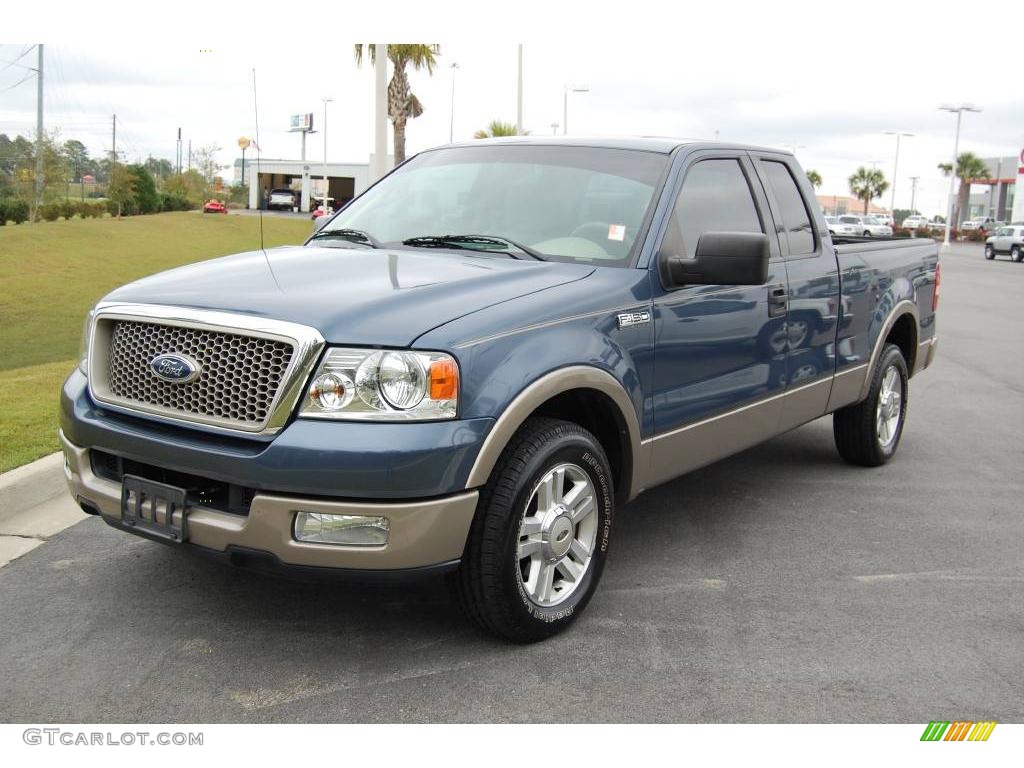 2004 F150 Lariat SuperCab - Medium Wedgewood Blue Metallic / Tan photo #1