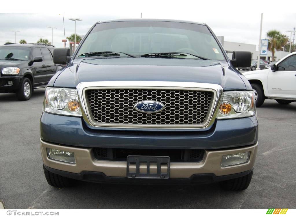 2004 F150 Lariat SuperCab - Medium Wedgewood Blue Metallic / Tan photo #2