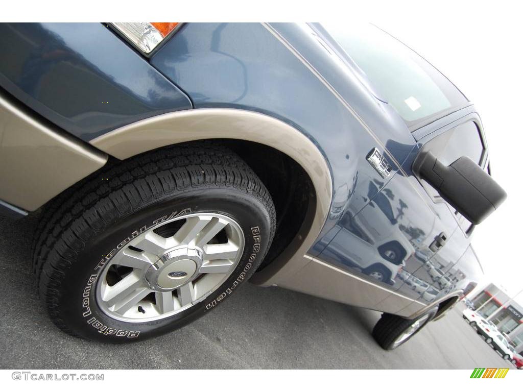 2004 F150 Lariat SuperCab - Medium Wedgewood Blue Metallic / Tan photo #3