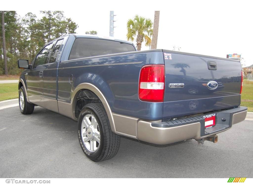 2004 F150 Lariat SuperCab - Medium Wedgewood Blue Metallic / Tan photo #5