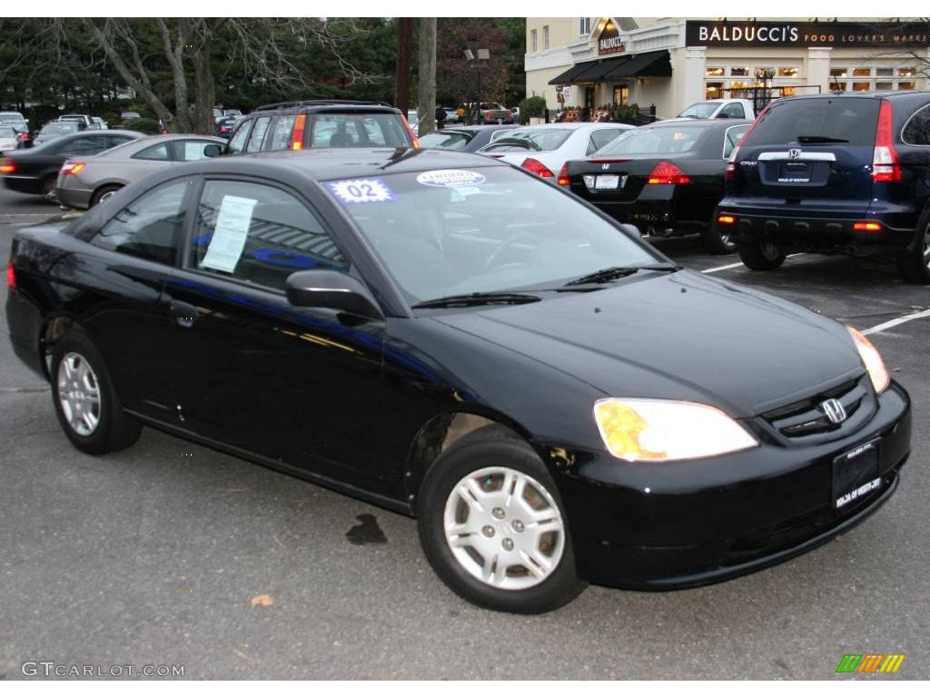 2002 Civic DX Coupe - Nighthawk Black Pearl / Black photo #3