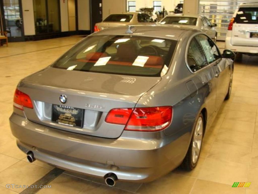 2007 3 Series 335i Coupe - Space Gray Metallic / Coral Red/Black photo #5