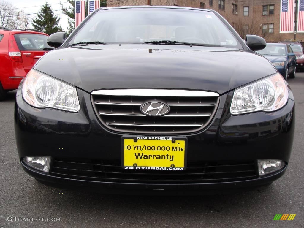 2009 Elantra GLS Sedan - Black Pearl / Gray photo #2