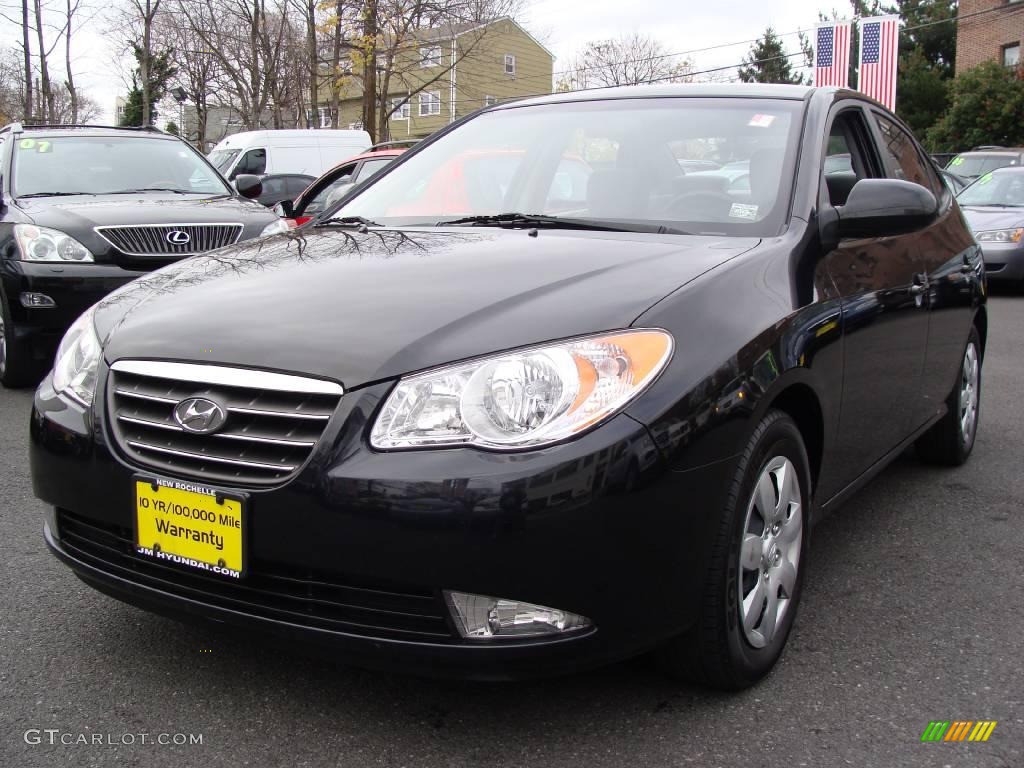 2009 Elantra GLS Sedan - Black Pearl / Gray photo #3